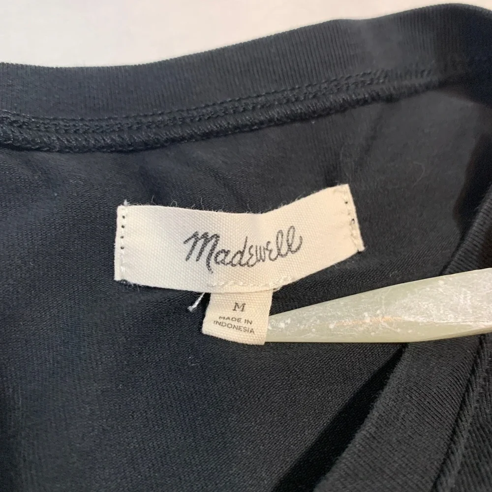 Madewell Black Puff Sleeve Sheer Sleeve T‎ Shirt Top Womens Size M